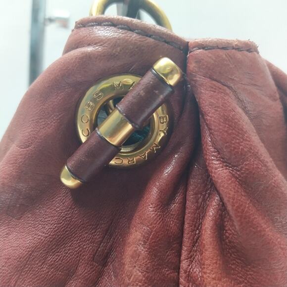 Marc By Marc Jacobs Brown Leather Push Lock Flap Closure Chain Strap Hobo Bag - Picture 6 of 16